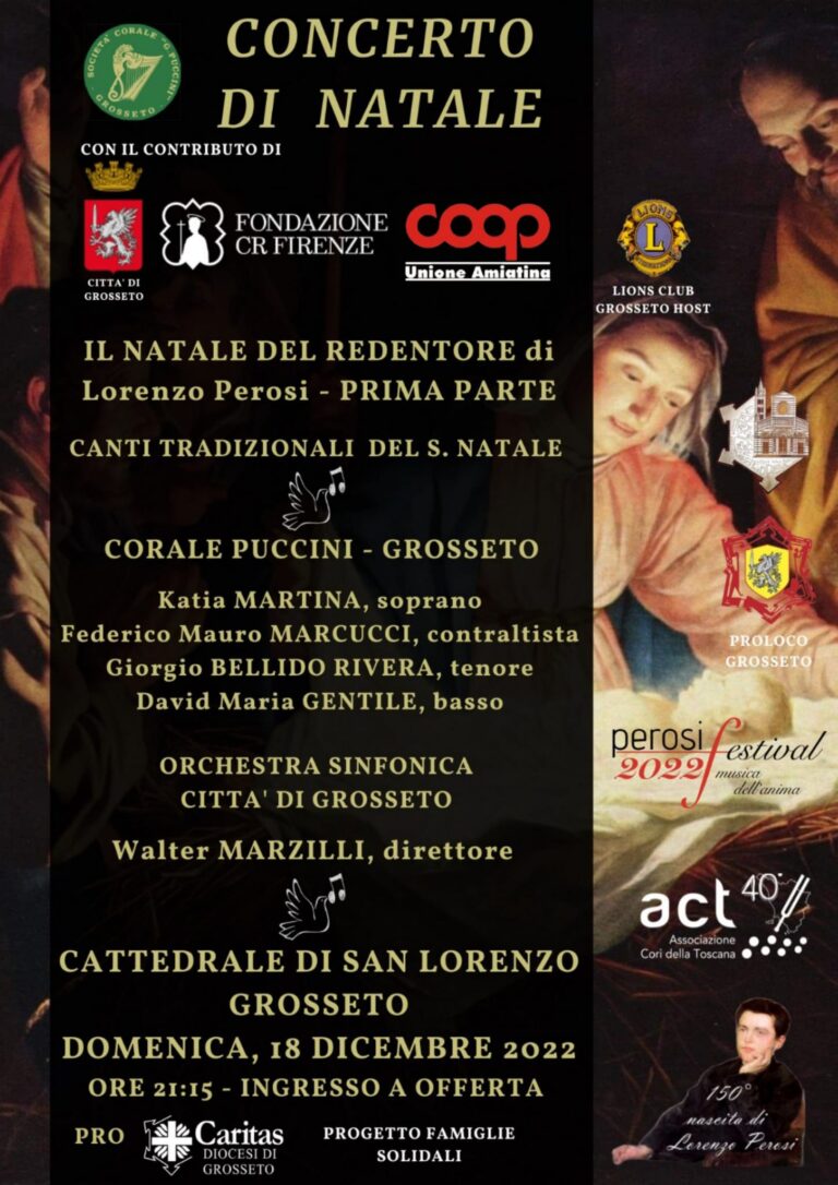 “Il Natale del Redentore” di Lorenzo Perosi verrà eseguito a Grosseto